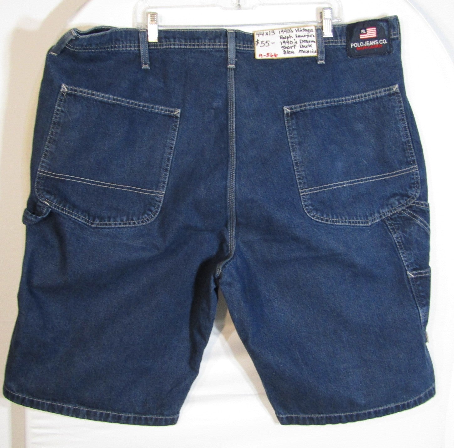 1990's Vintage Ralph Lauren Denim Shorts Dark Blue Size 44 Baggy