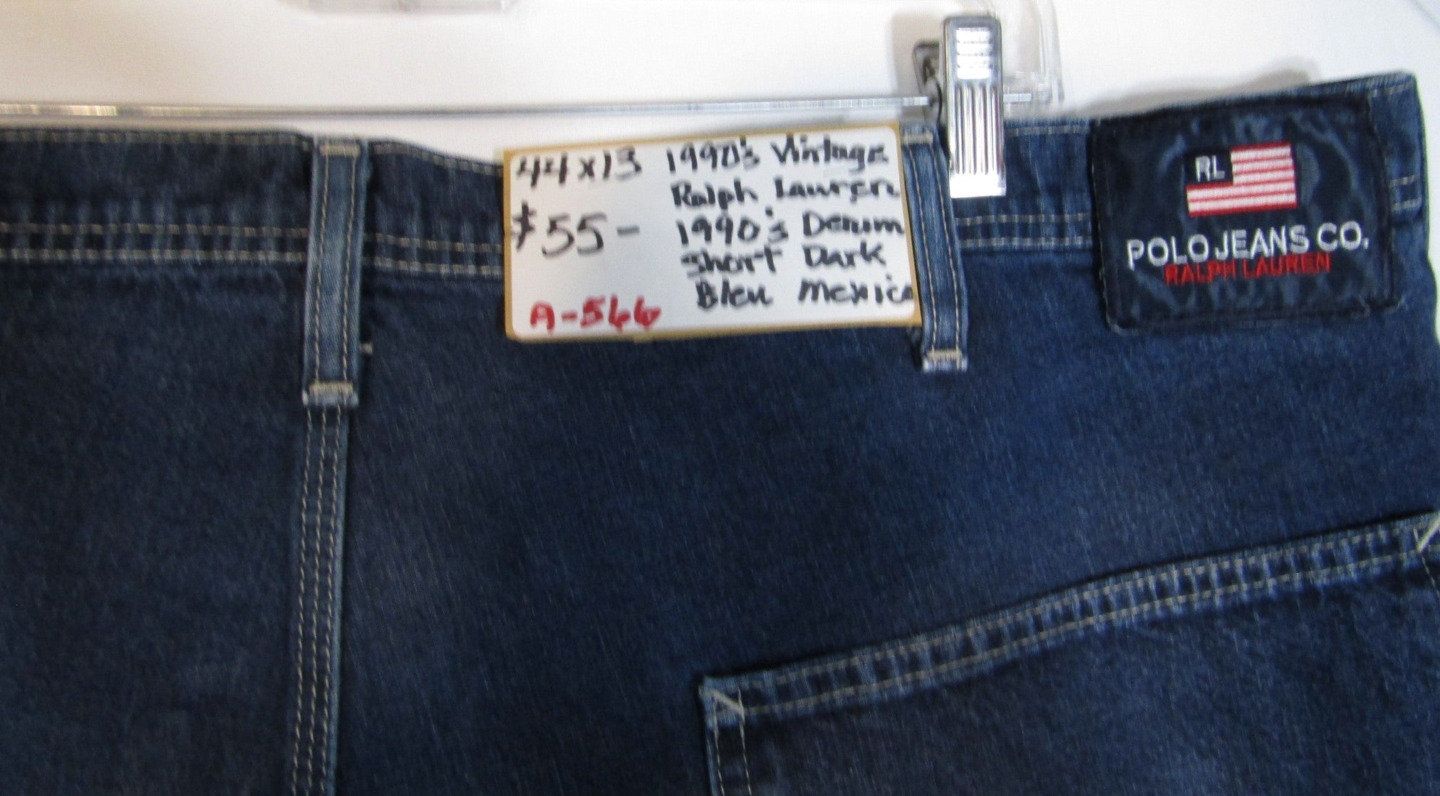 1990's Vintage Ralph Lauren Denim Shorts Dark Blue Size 44 Baggy