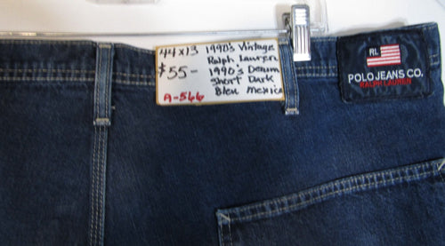 1990's Vintage Ralph Lauren Denim Shorts Dark Blue Size 44 Baggy
