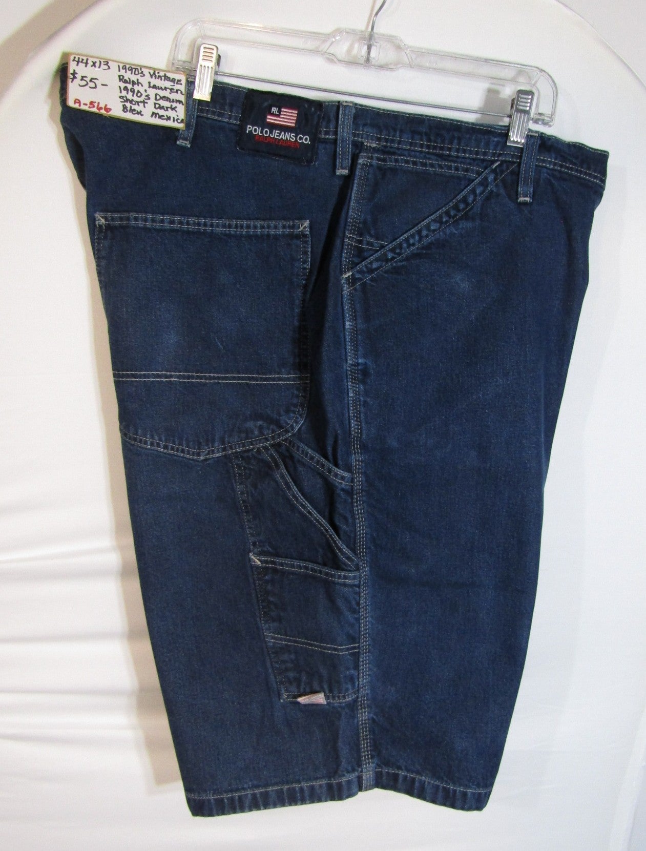 1990's Vintage Ralph Lauren Denim Shorts Dark Blue Size 44 Baggy