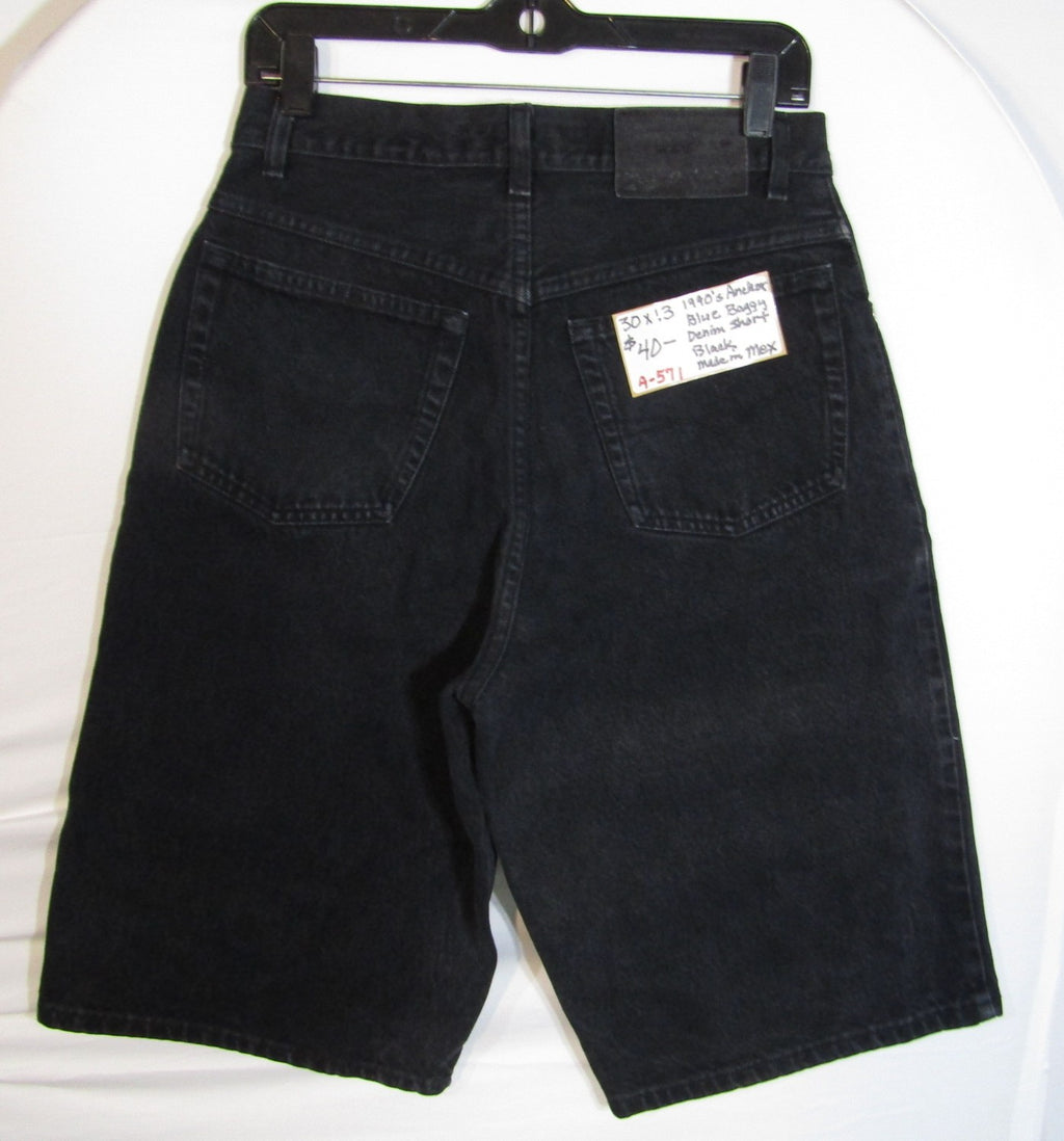 1990's Anchor Blue Baggy Denim Shorts Black Size 30