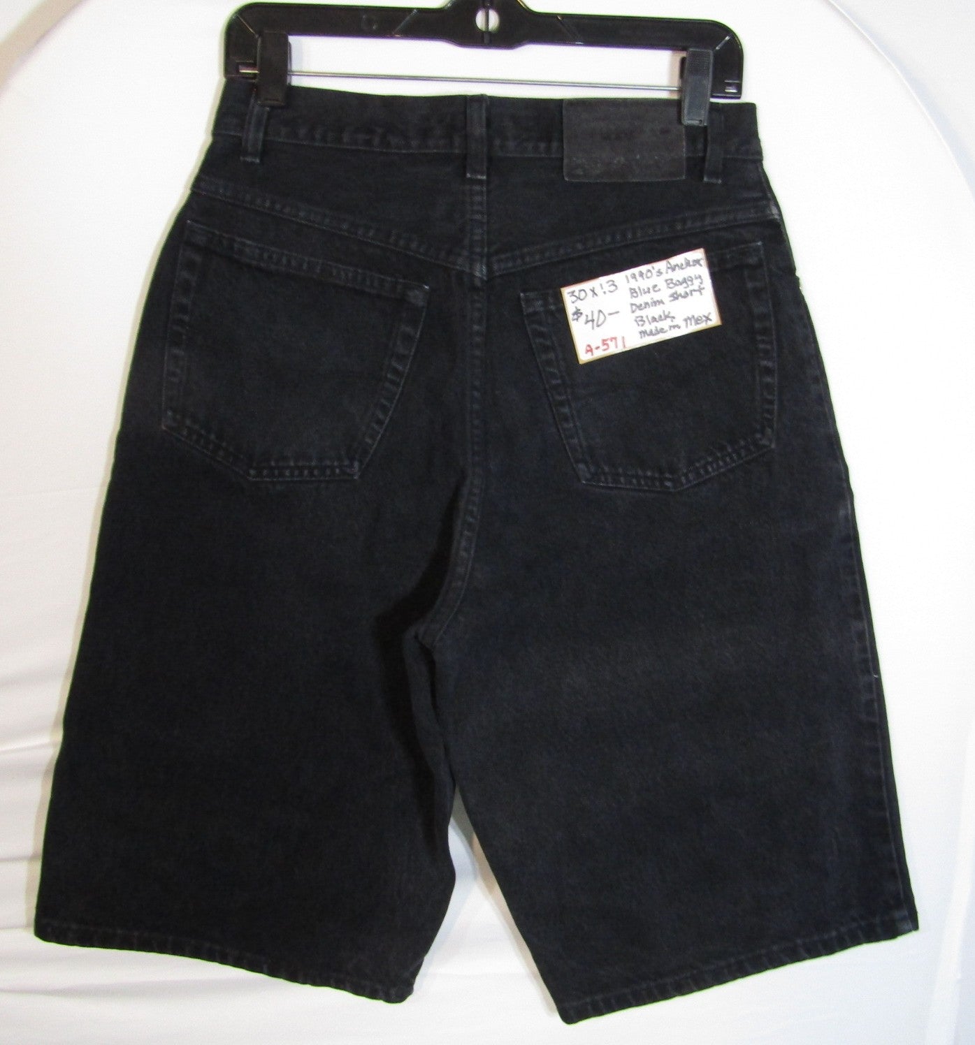 1990's Anchor Blue Baggy Denim Shorts Black Size 30