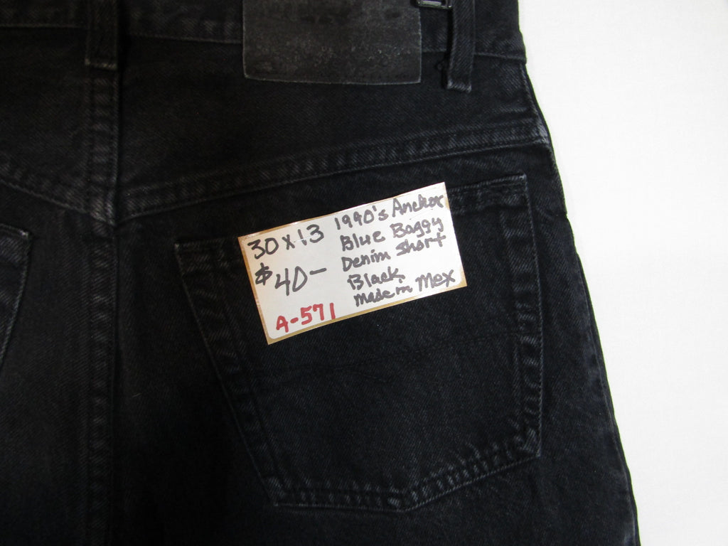 1990's Anchor Blue Baggy Denim Shorts Black Size 30