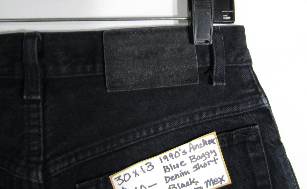 1990's Anchor Blue Baggy Denim Shorts Black Size 30