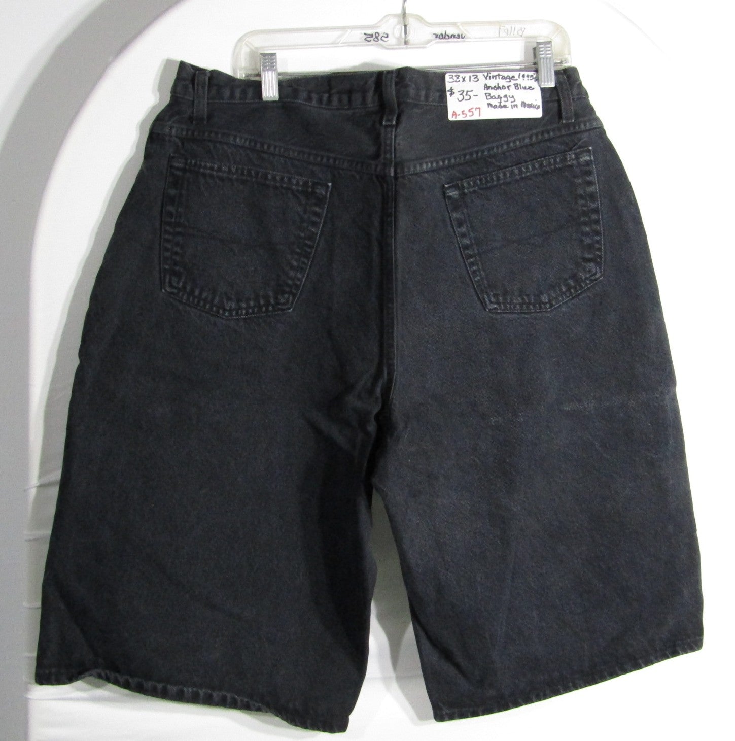 1990s Vintage Anchor Blue Jean shorts Black Baggy Size 38