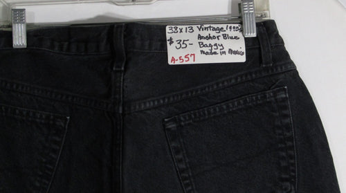 1990s Vintage Anchor Blue Jean shorts Black Baggy Size 38