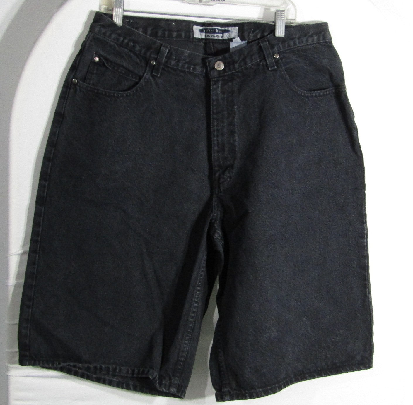 1990s Vintage Anchor Blue Jean shorts Black Baggy Size 38