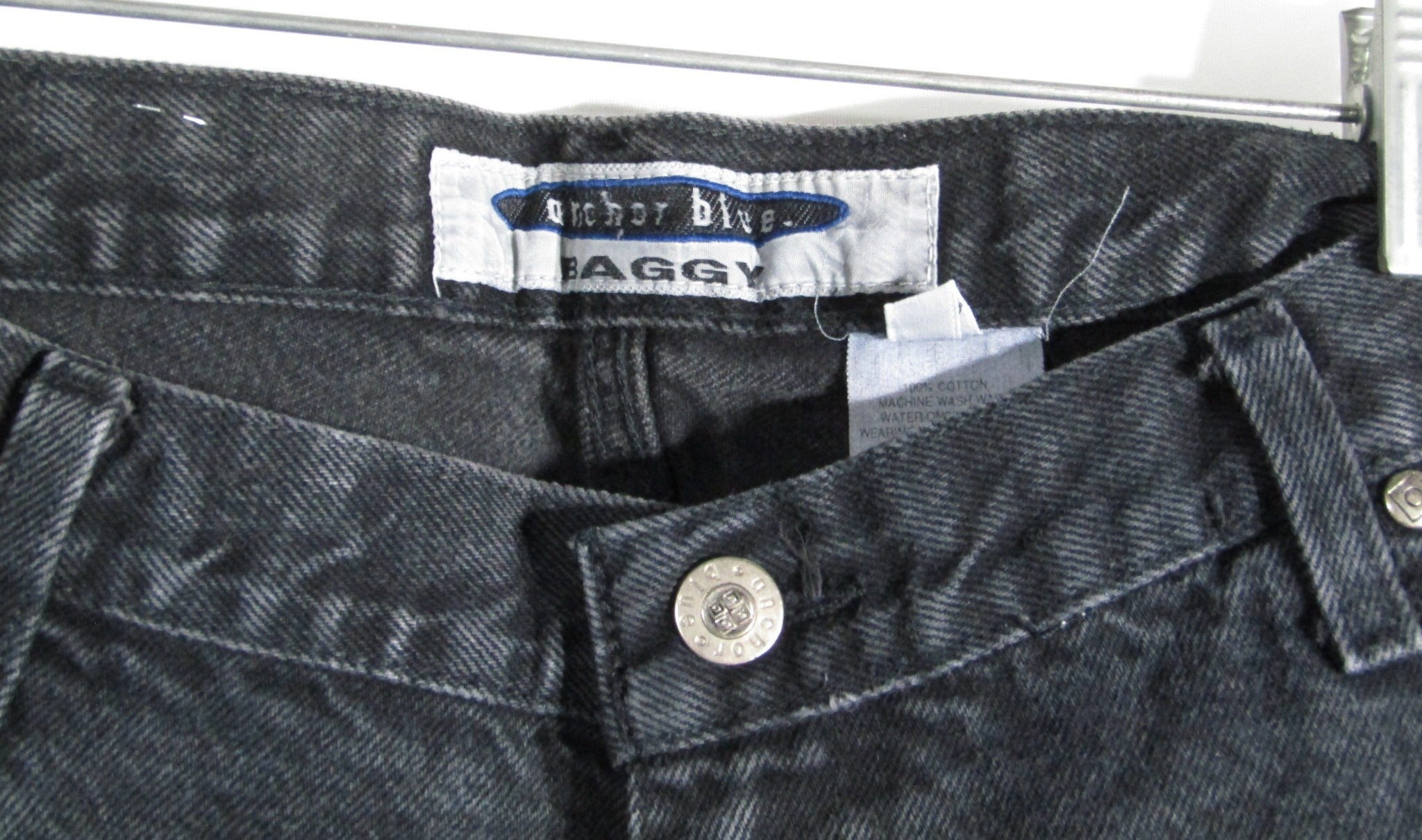1990s Vintage Anchor Blue Jean shorts Black Baggy Size 38