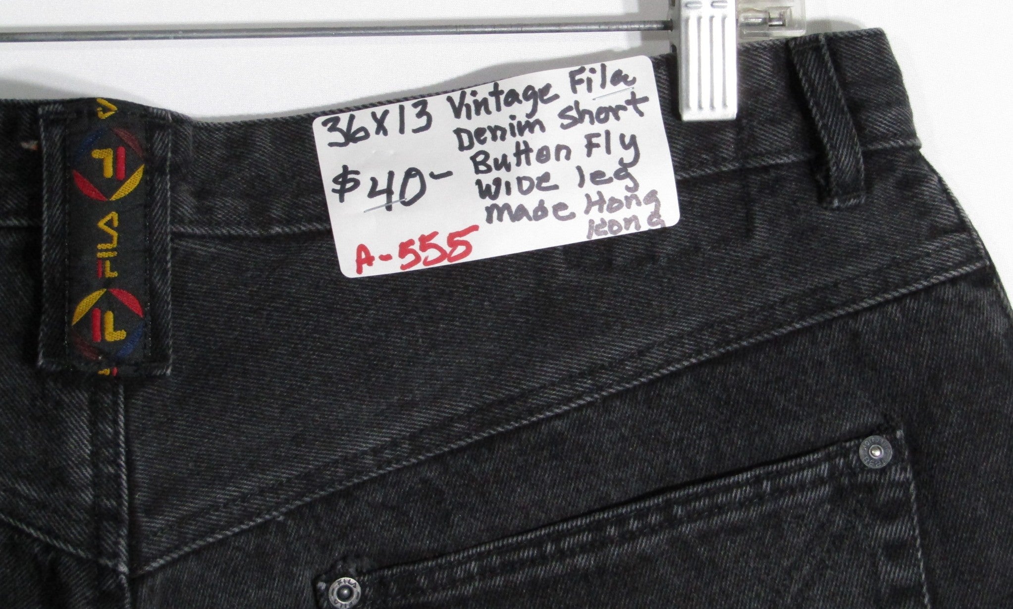 1990's Vintage Fila Denim Shorts Button Fly Wide Leg Size 36