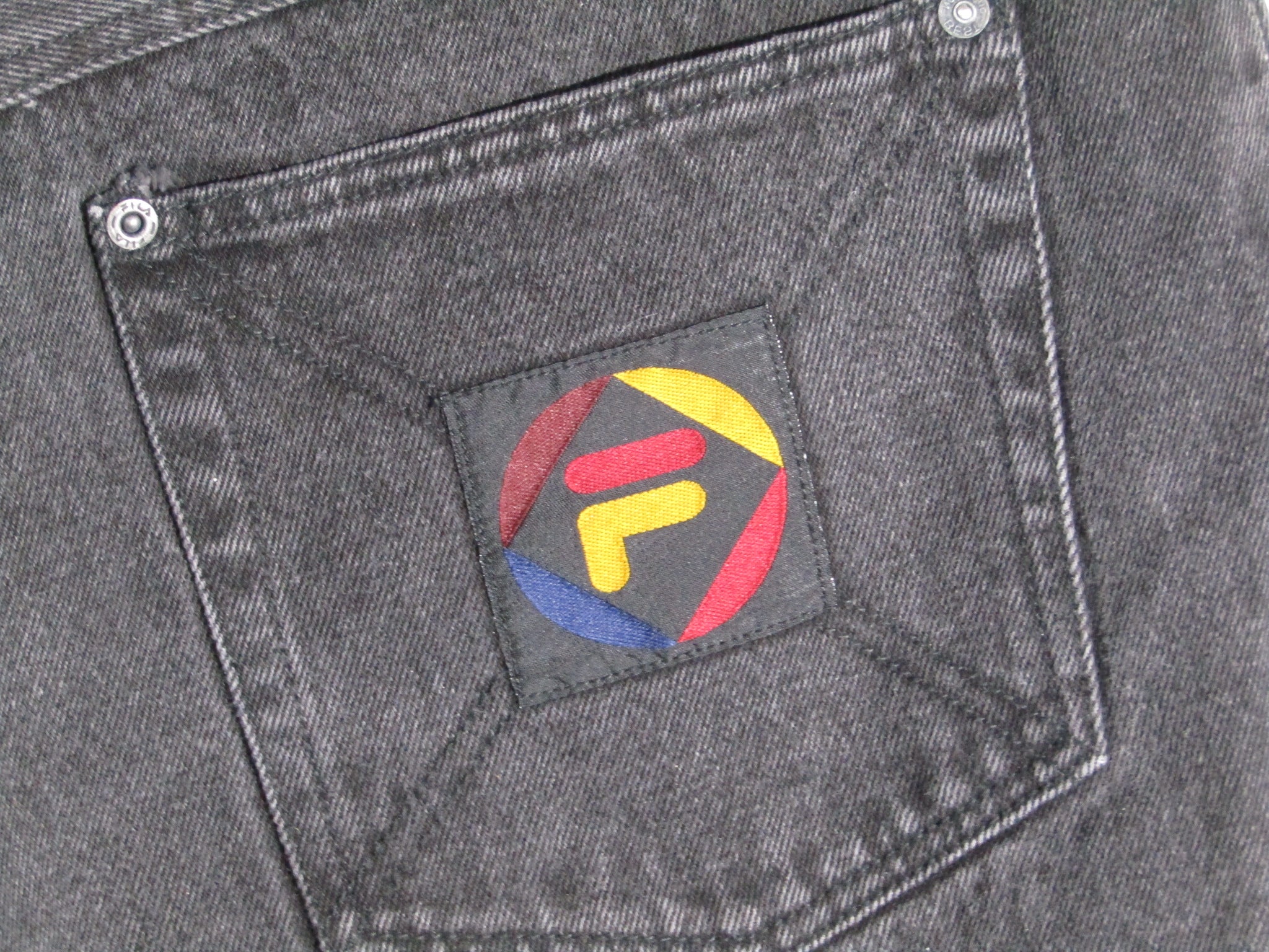 1990's Vintage Fila Denim Shorts Button Fly Wide Leg Size 36