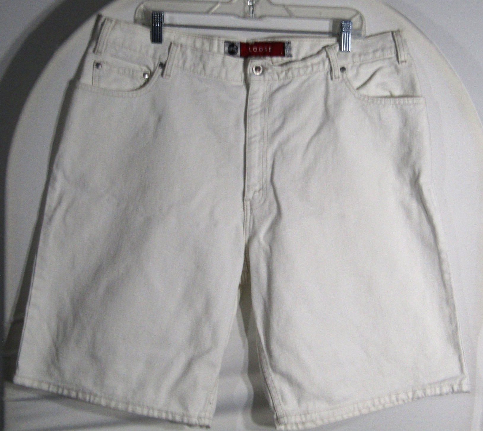 1990s Vintage Levi Silver Tab Loose Denim shorts White Made in USA Size 40 inseam 11