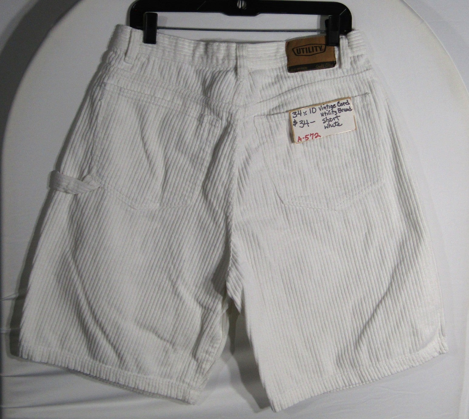 1990s Vintage Corderouy Utility Brand Shorts White waist size 34 inseam size 10