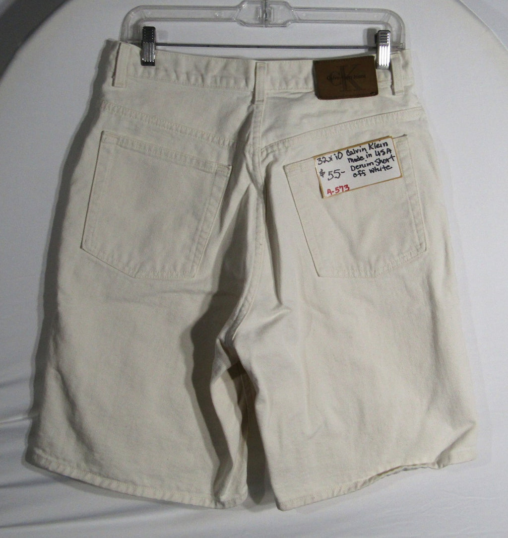 1990s Calvin Klein Denim Short Off White Made in USA waist 32 inseam 10