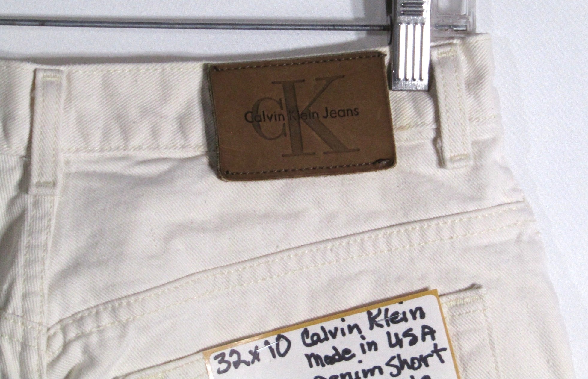 1990s Calvin Klein Denim Short Off White Made in USA waist 32 inseam 10