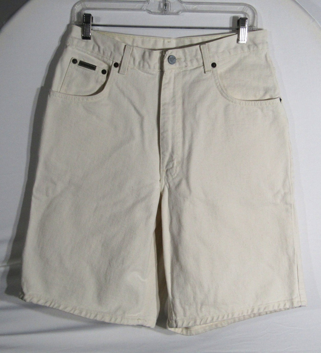 1990s Calvin Klein Denim Short Off White Made in USA waist 32 inseam 10