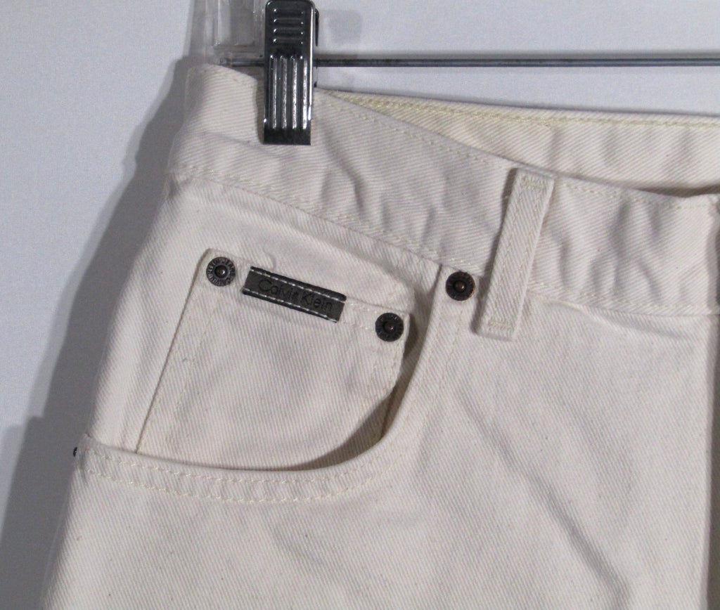 1990s Calvin Klein Denim Short Off White Made in USA waist 32 inseam 10