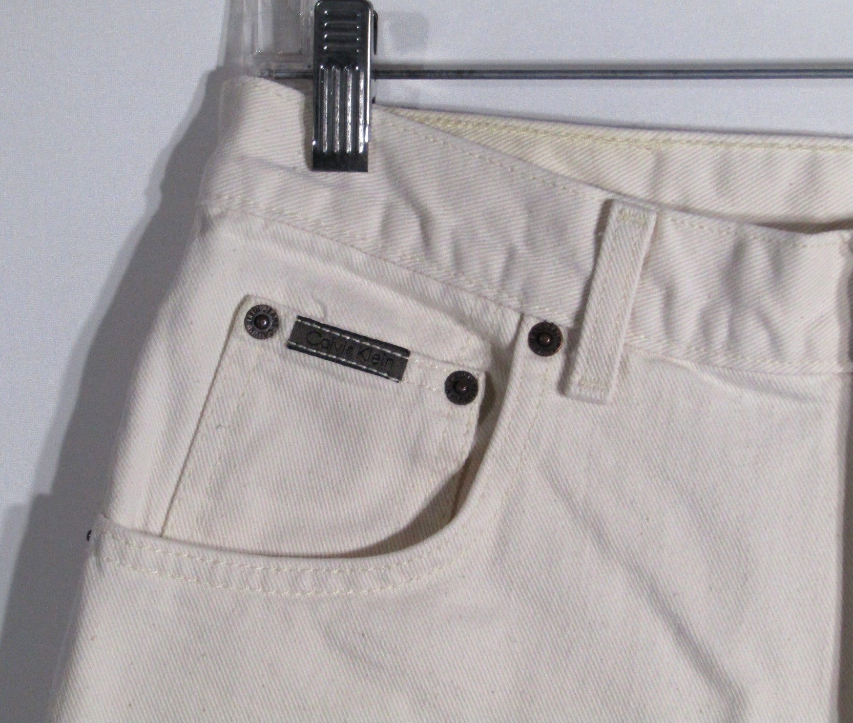 1990s Calvin Klein Denim Short Off White Made in USA waist 32 inseam 10
