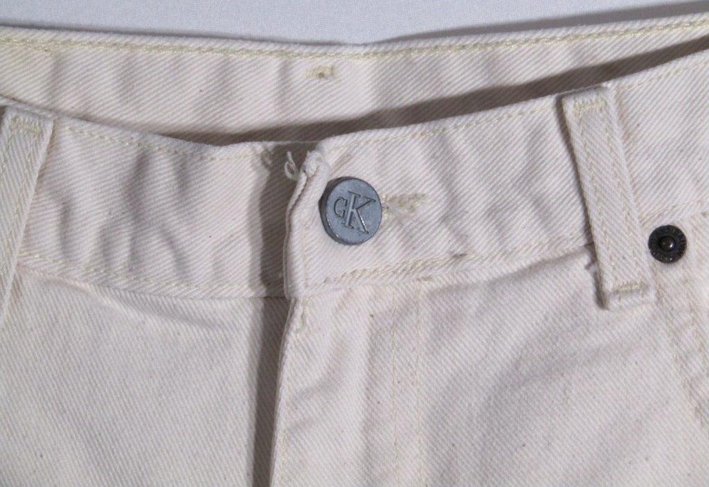 1990s Calvin Klein Denim Short Off White Made in USA waist 32 inseam 10