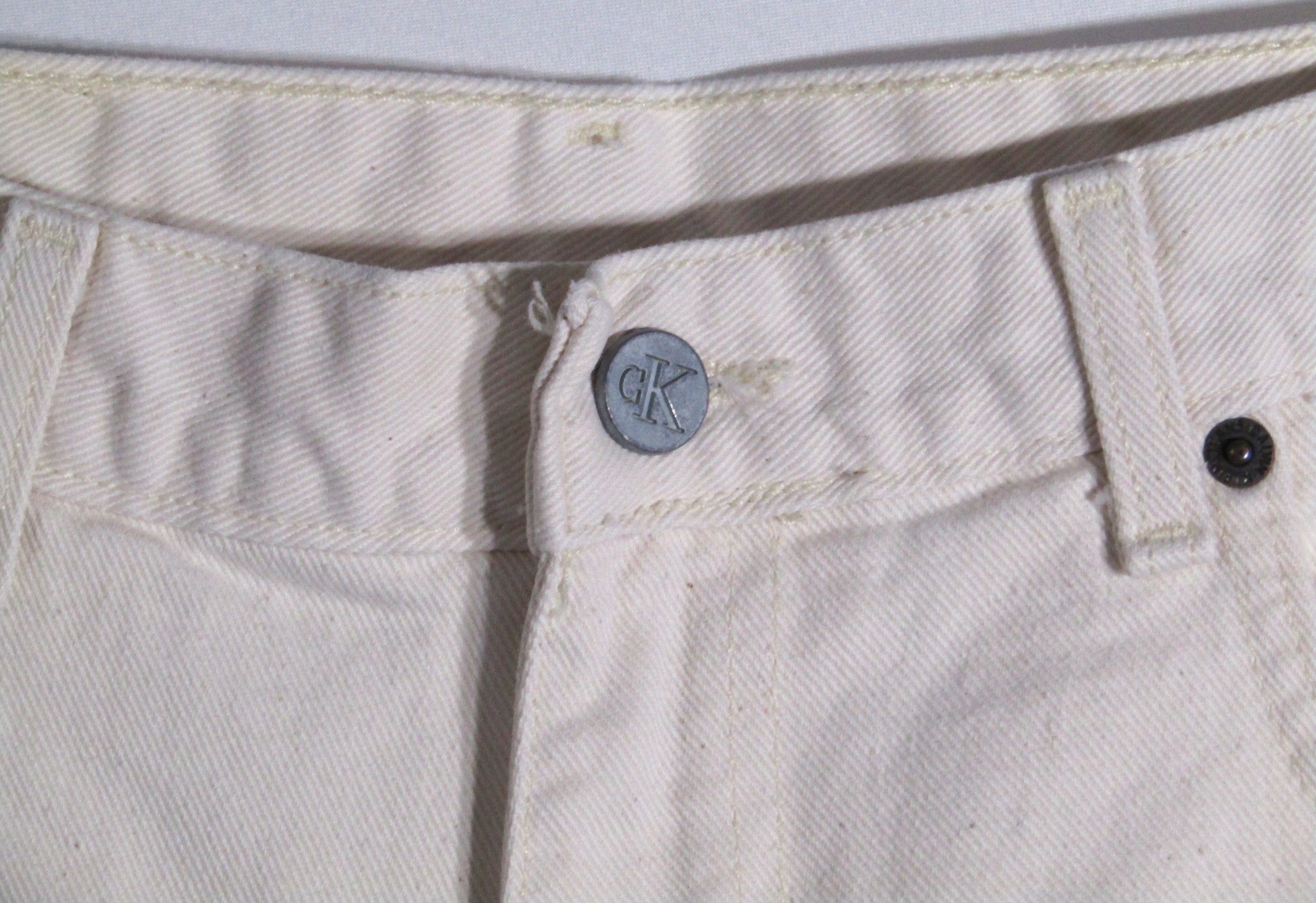 1990s Calvin Klein Denim Short Off White Made in USA waist 32 inseam 10