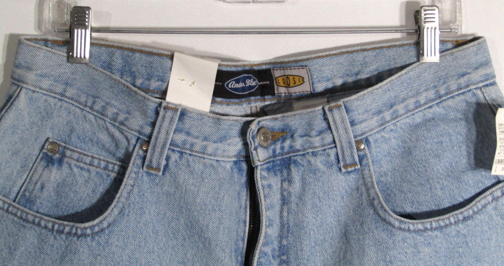 1990s Vintage Anchor Blue Denim Shorts NWT Waist 36 inseam 11