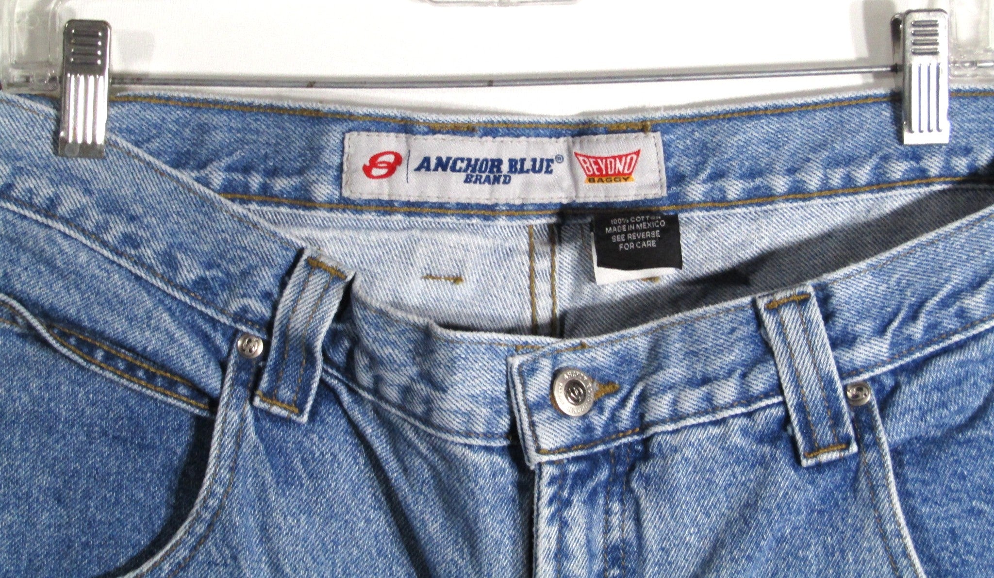1990s Vintage Anchor Blue Heavy Denim Big and Baggy Waist 40 inseam 15