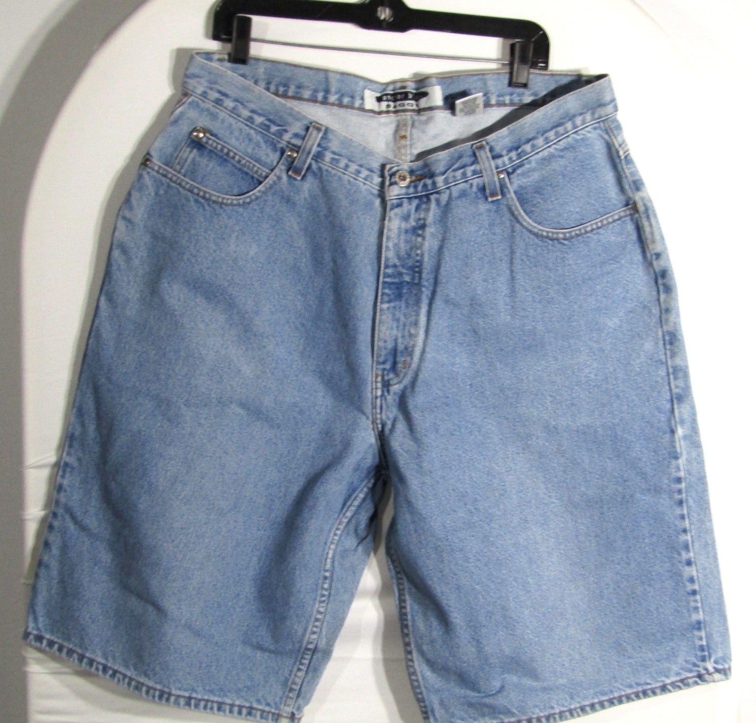 1990s Vintage Anchor Blue baggy jean shorts waist 38 inseam 13 light blue
