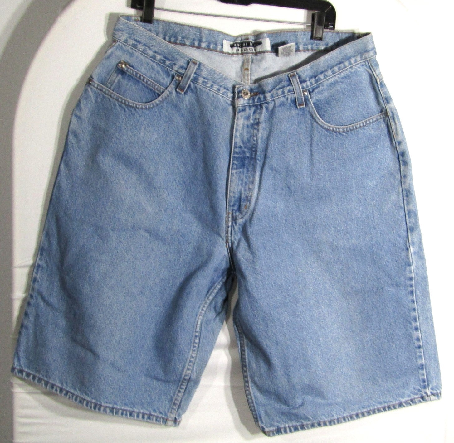 1990s Vintage Anchor Blue baggy jean shorts waist 38 inseam 13 light blue