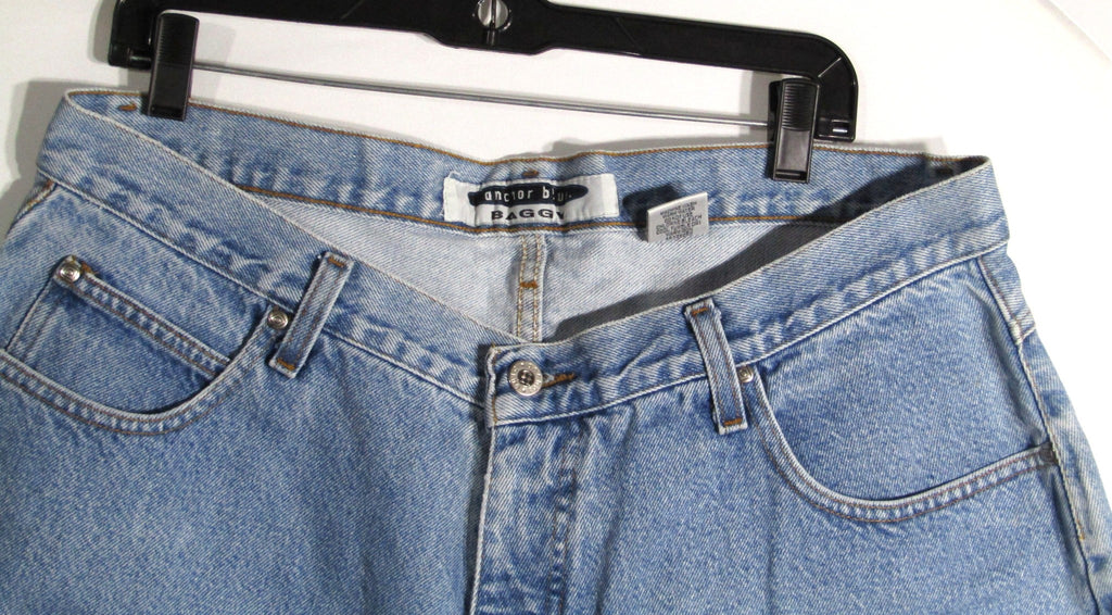 1990s Vintage Anchor Blue baggy jean shorts waist 38 inseam 13 light blue