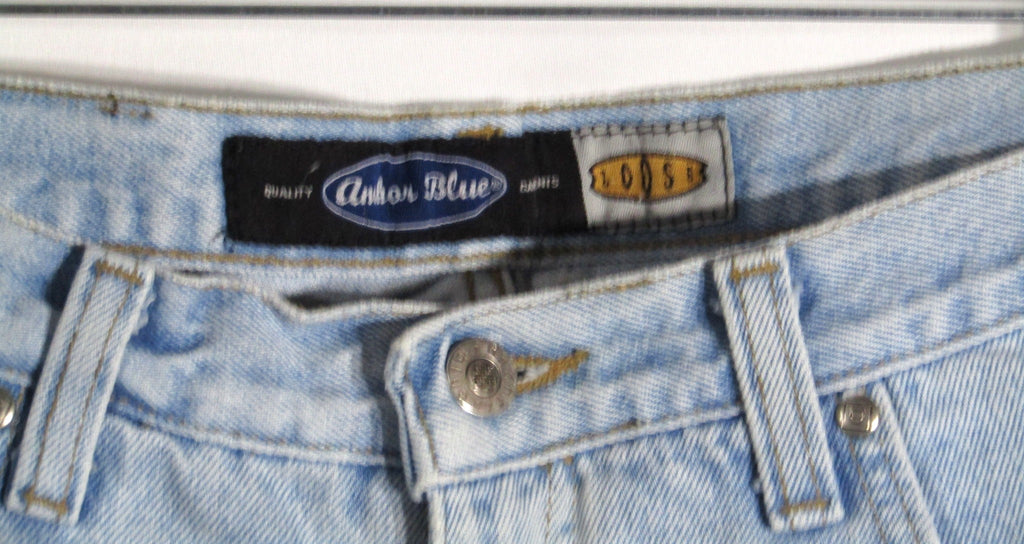 1990s Vintage Anchor Blue Loose Jean Shorts waist 32 inseam 11
