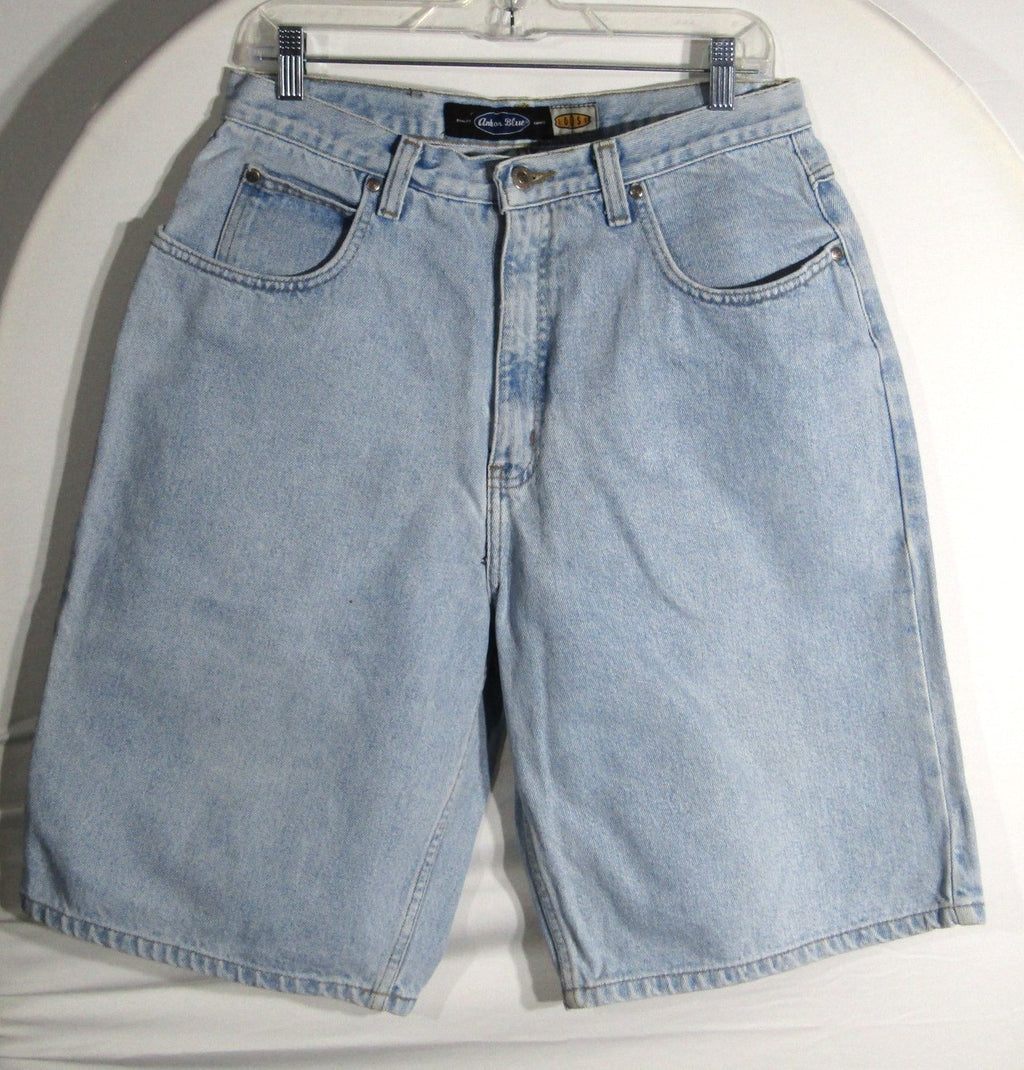 1990s Vintage Anchor Blue Loose Jean Shorts waist 32 inseam 11