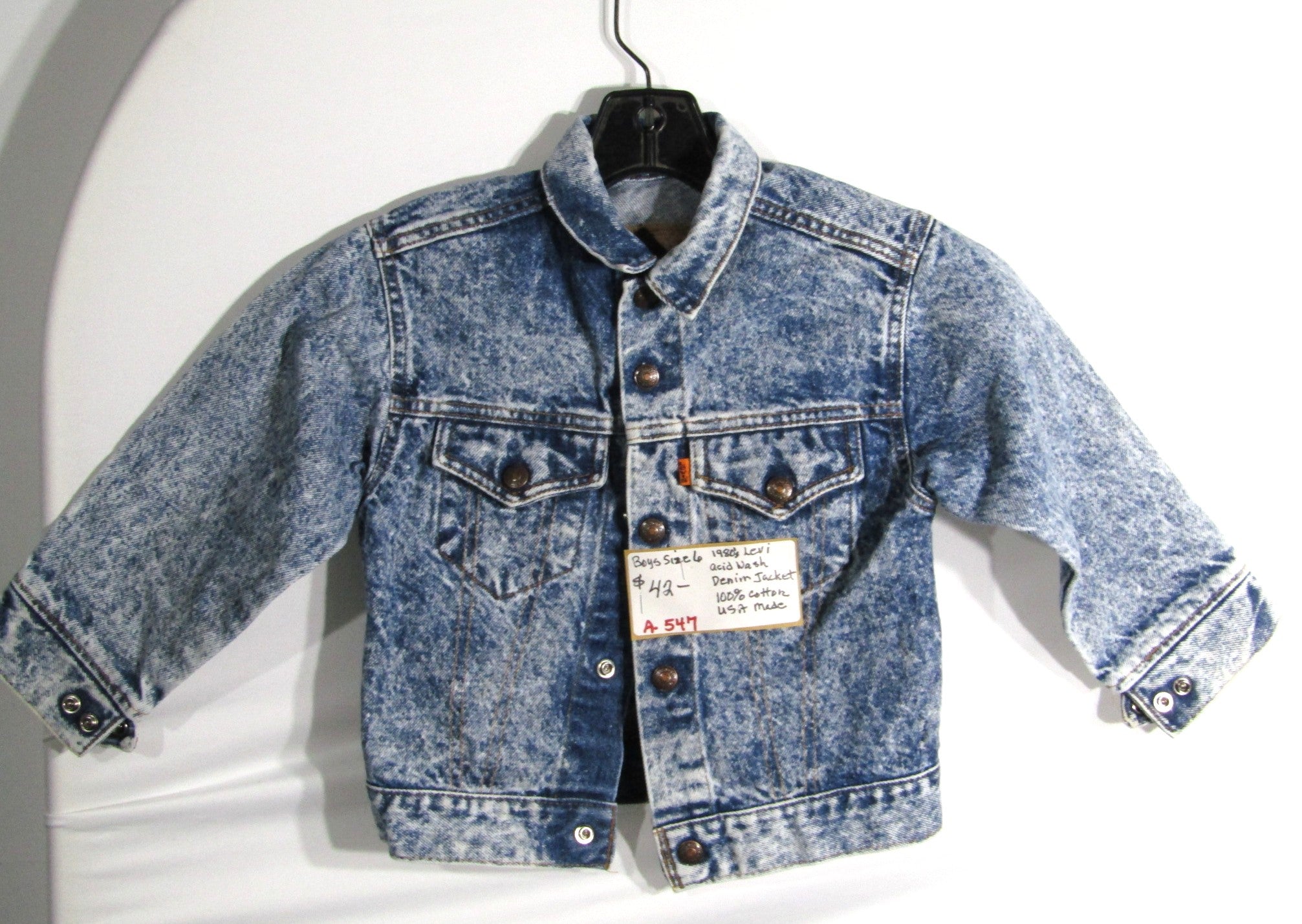 1980's Levis Acid Wash Denim Jacket Boys size 6 USA MADE