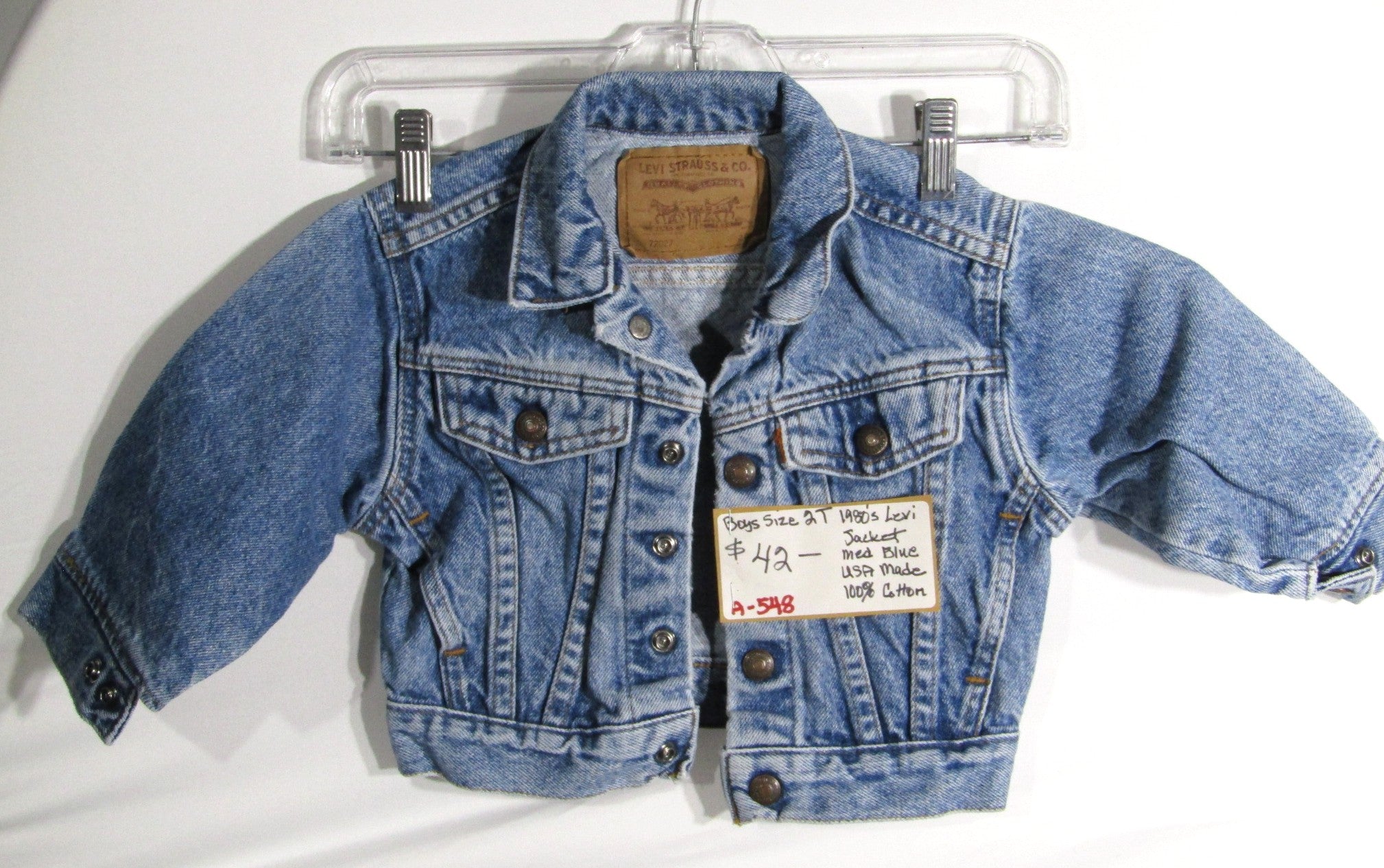 1980's Levi's Denim Jacket Boys Size 2T - Made in the USA