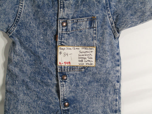 1980's Levis Acid Wash Denim Jumpsuit Boys size 12 months USA MADE