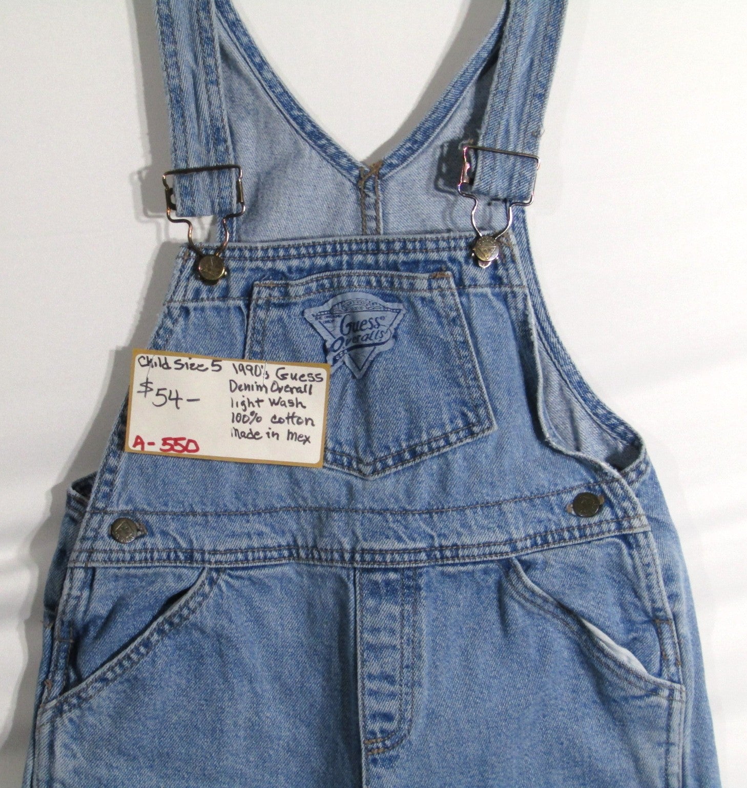 1990's Levis Guess Denim Overalls Light Wash size 5