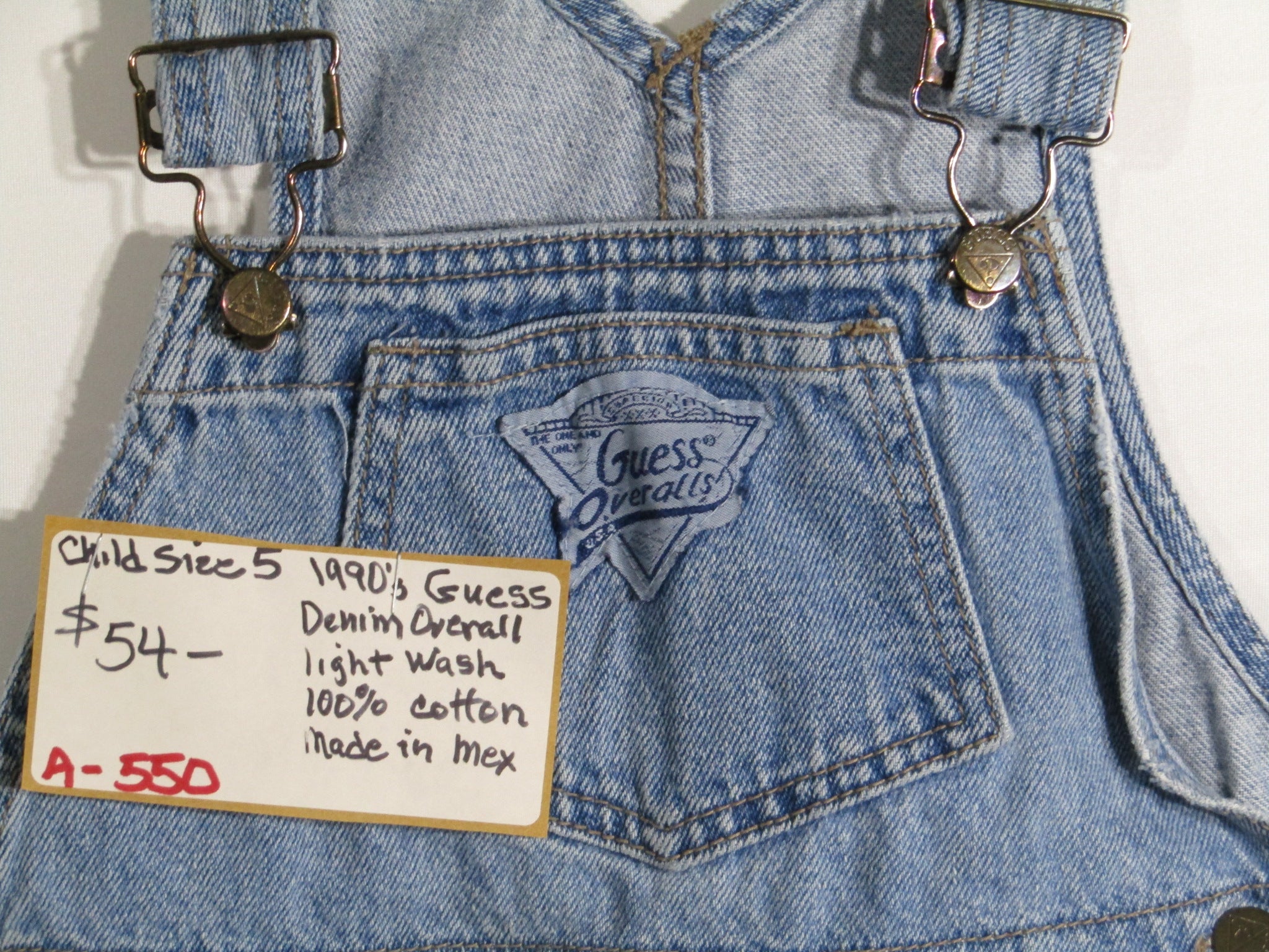 1990's Levis Guess Denim Overalls Light Wash size 5