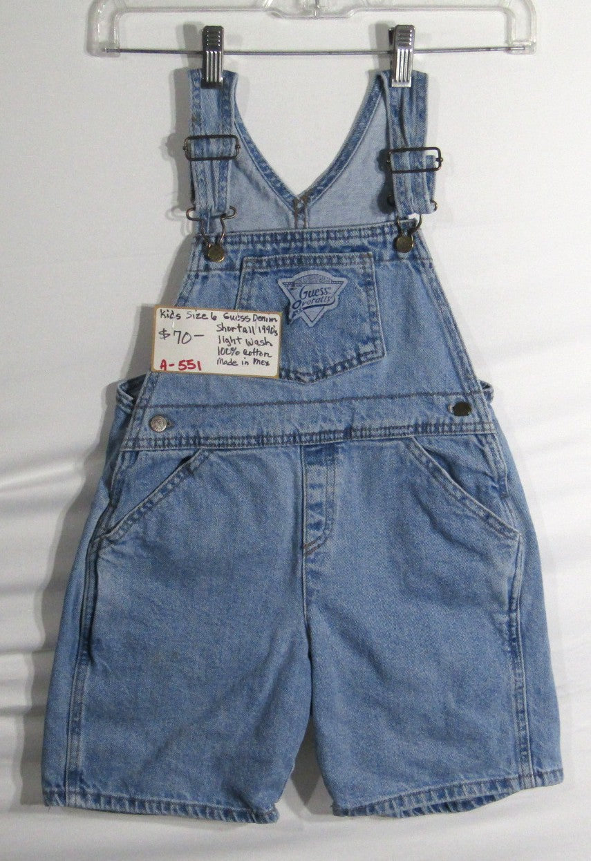 1990's Guess Denim Short Overalls Light Wash size 6