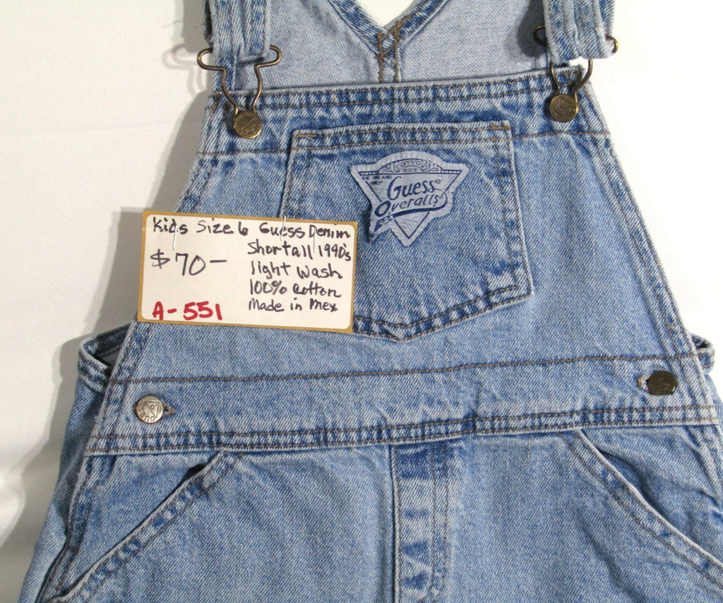 1990's Guess Denim Short Overalls Light Wash size 6