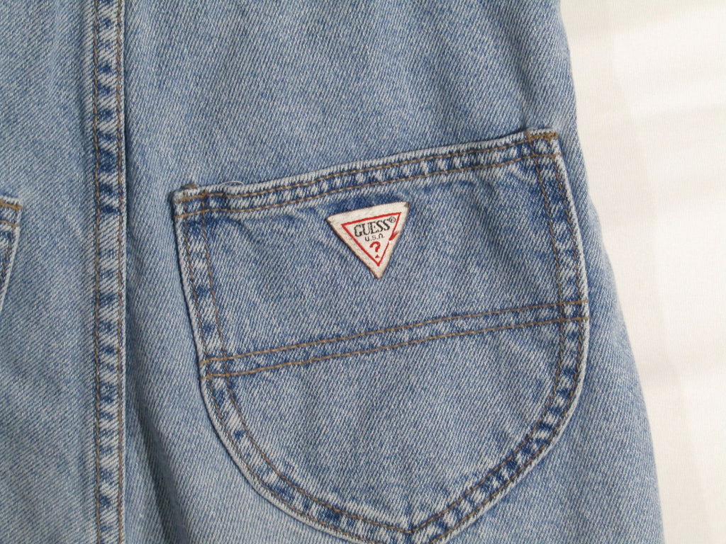 1990's Guess Denim Short Overalls Light Wash size 6