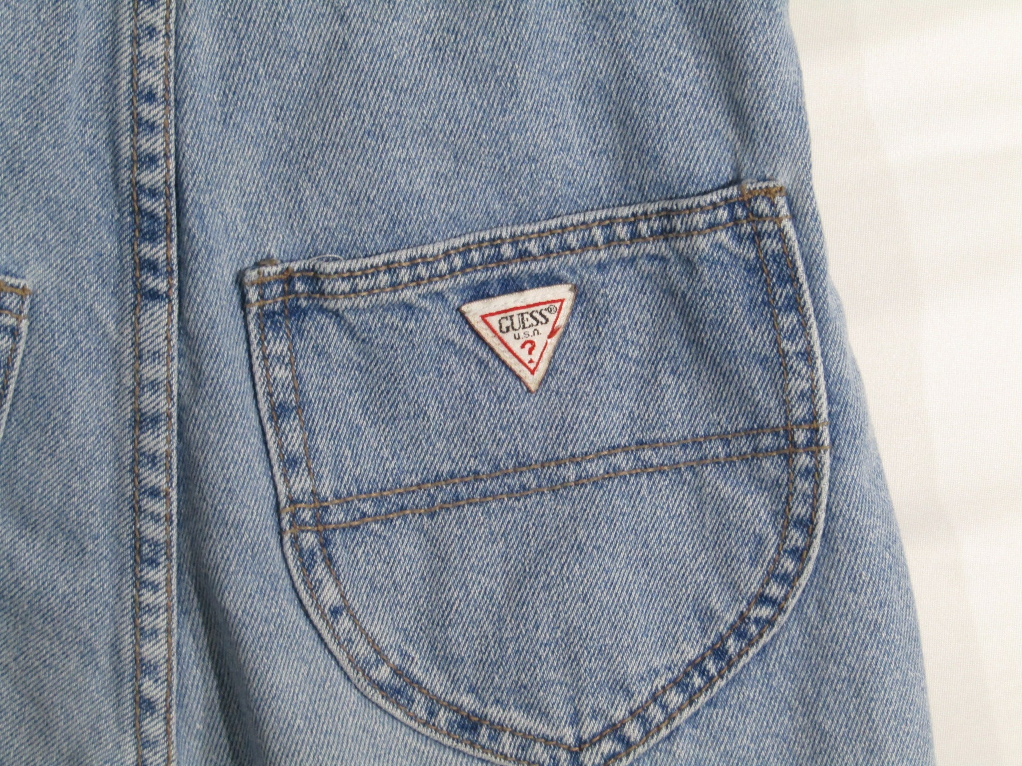1990's Guess Denim Short Overalls Light Wash size 6