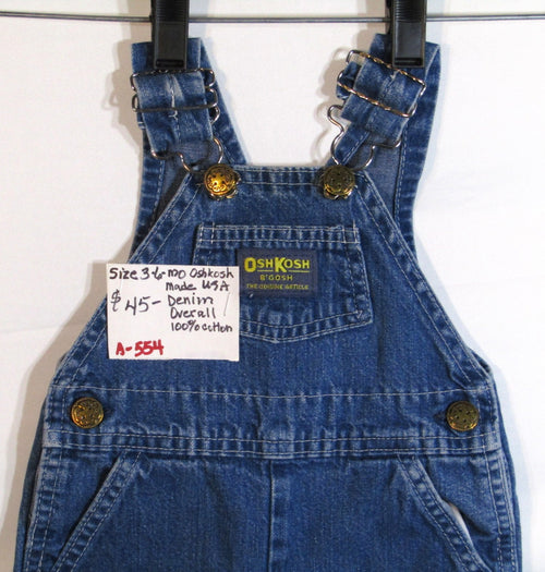 1980's Osh Kosh Denim Overalls  size 3-6 Months USA MADE