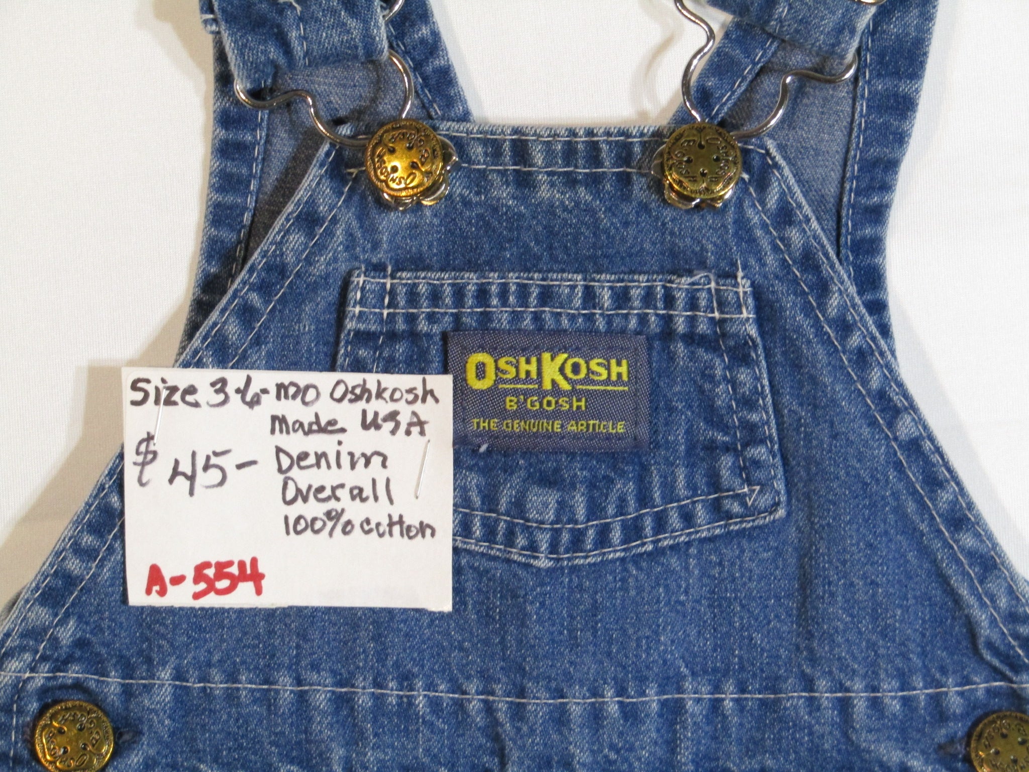1980's Osh Kosh Denim Overalls  size 3-6 Months USA MADE