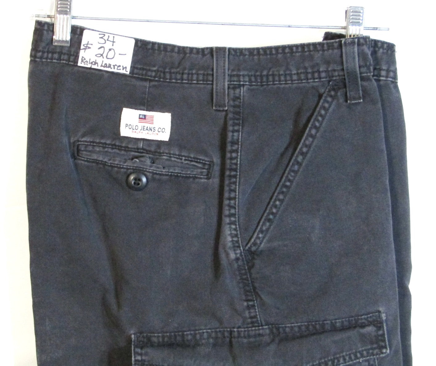 Men's Shorts Ralph Lauren Polo Jeans Cargo Black Size 34