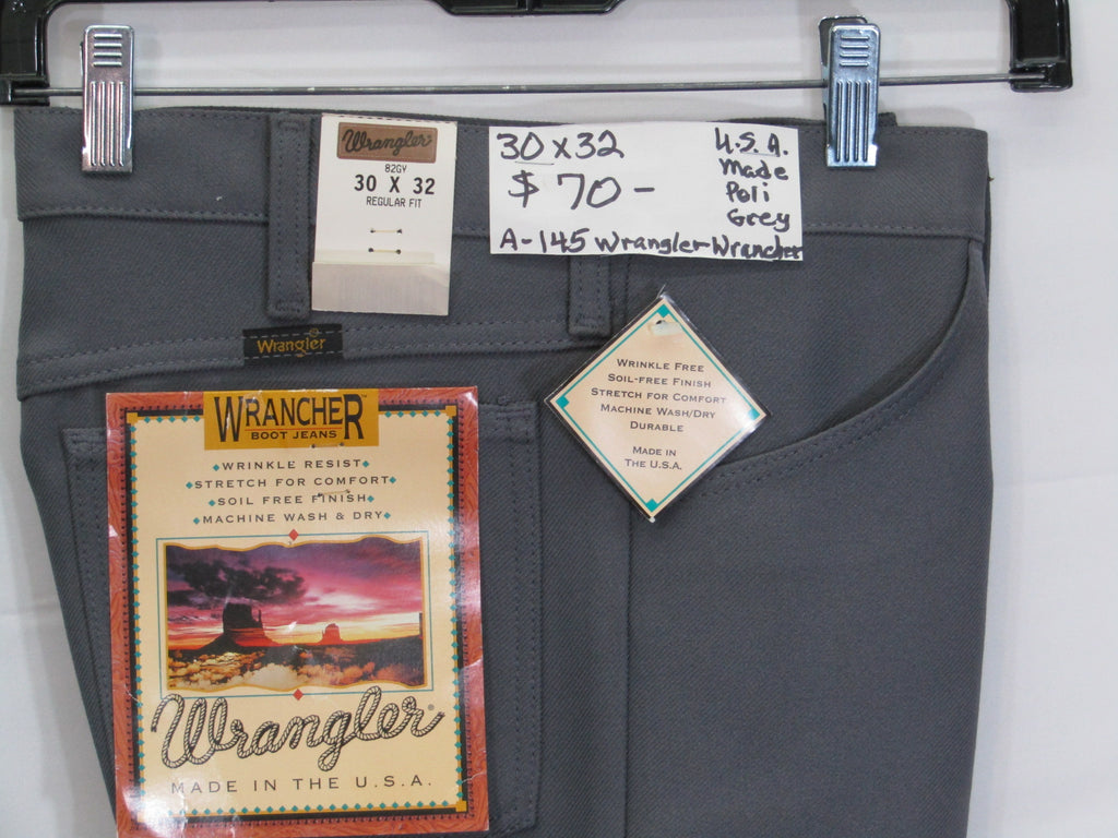 1980's Western Wear Ranchers Boot Mens Wranglers 30 x 32 Polyester Grey Made in the USA
