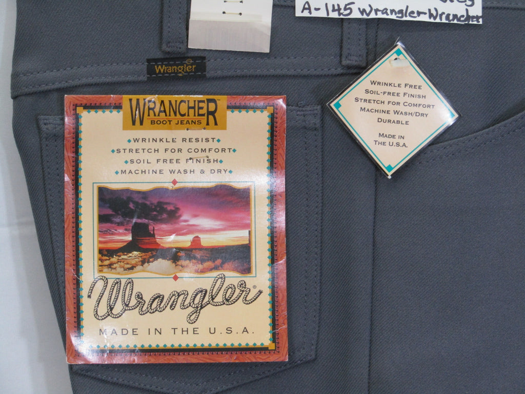 1980's Western Wear Ranchers Boot Mens Wranglers 30 x 32 Polyester Grey Made in the USA
