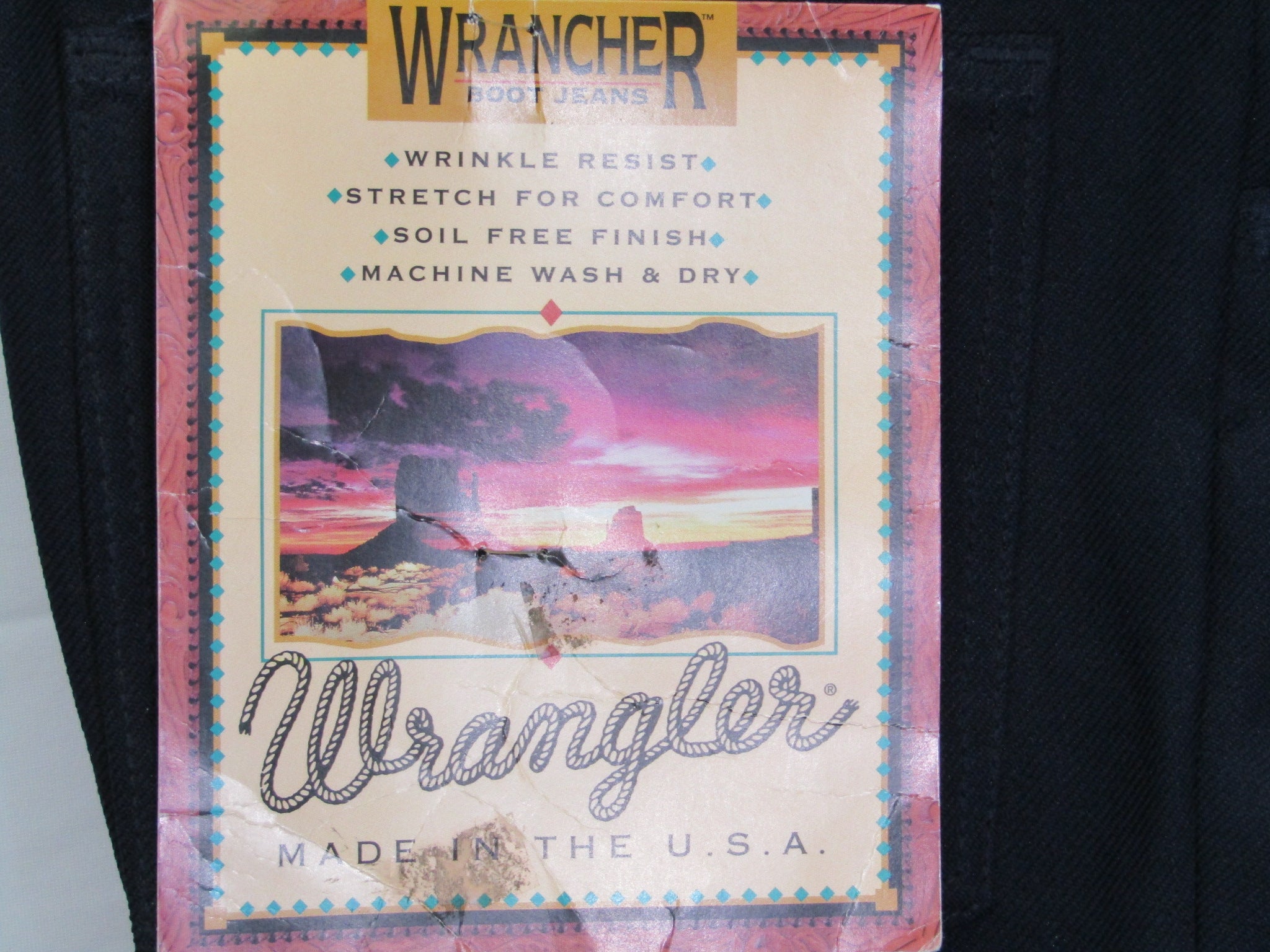 1980's Western Wear Ranchers Boot Mens Wranglers 31 x 32 Polyester Black Made in the USA