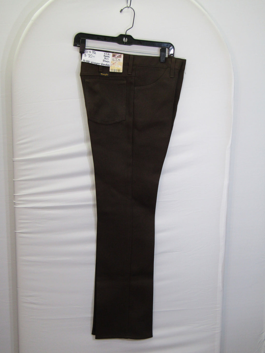 1980's Western Wear Ranchers Boot Mens Wranglers 31 x 32 Polyester Brown Made in the USA