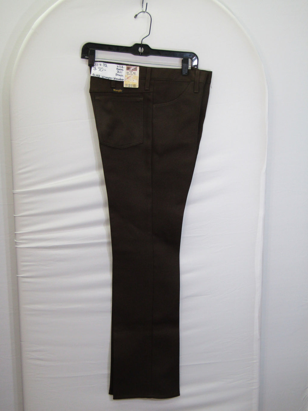 1980's Western Wear Ranchers Boot Mens Wranglers 31 x 32 Polyester Brown Made in the USA