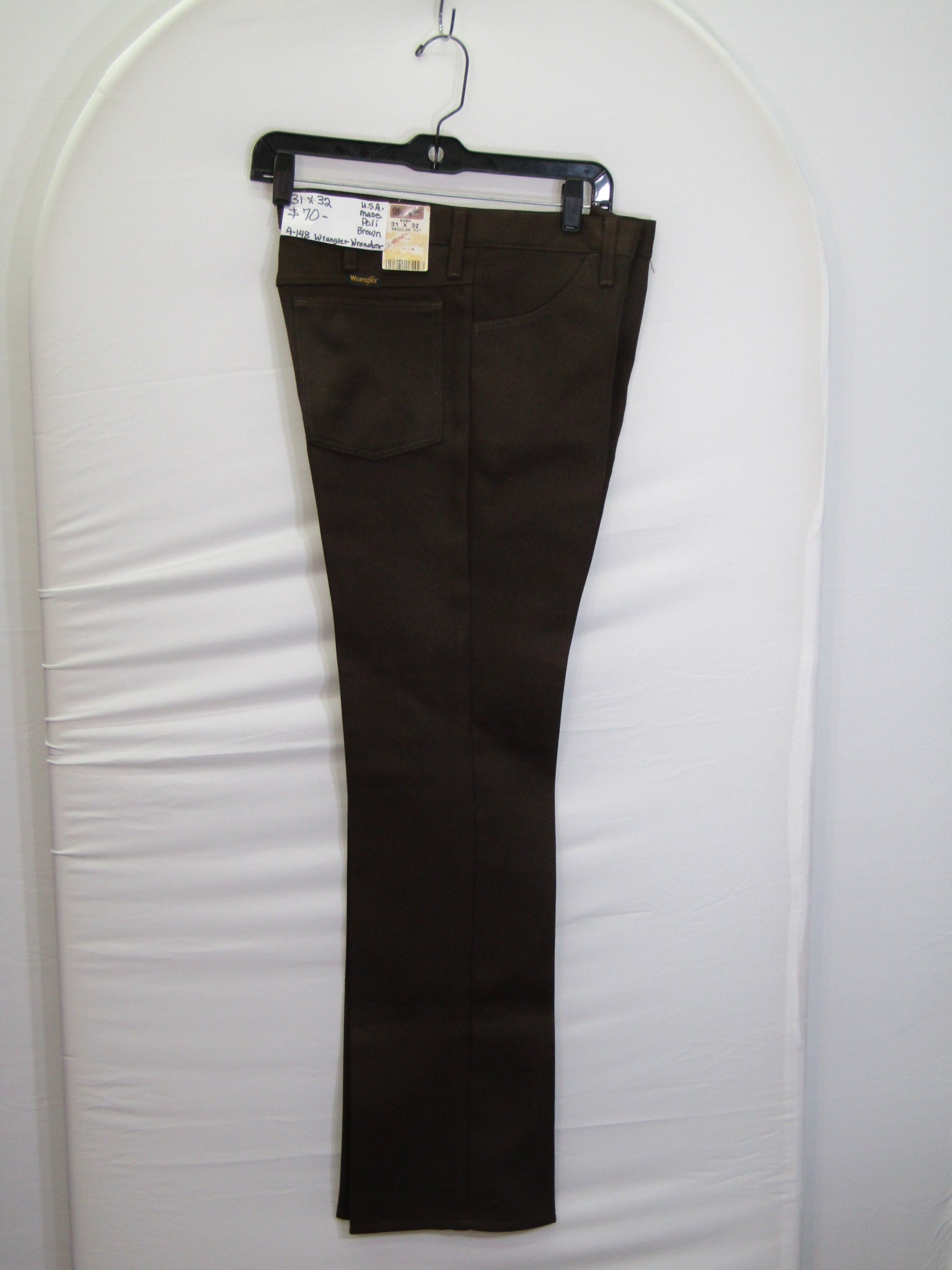 1980's Western Wear Ranchers Boot Mens Wranglers 31 x 32 Polyester Brown Made in the USA