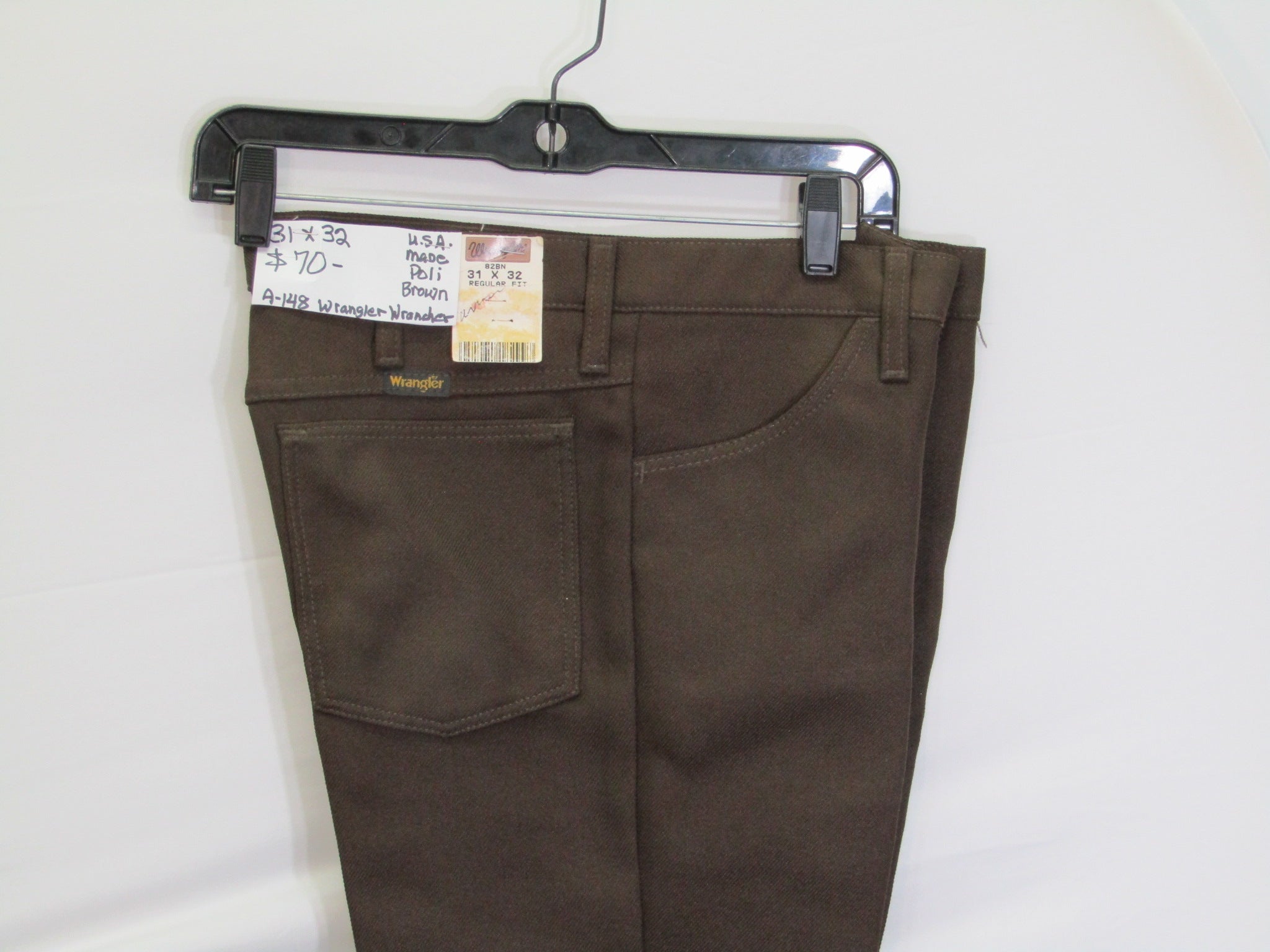 1980's Western Wear Ranchers Boot Mens Wranglers 31 x 32 Polyester Brown Made in the USA