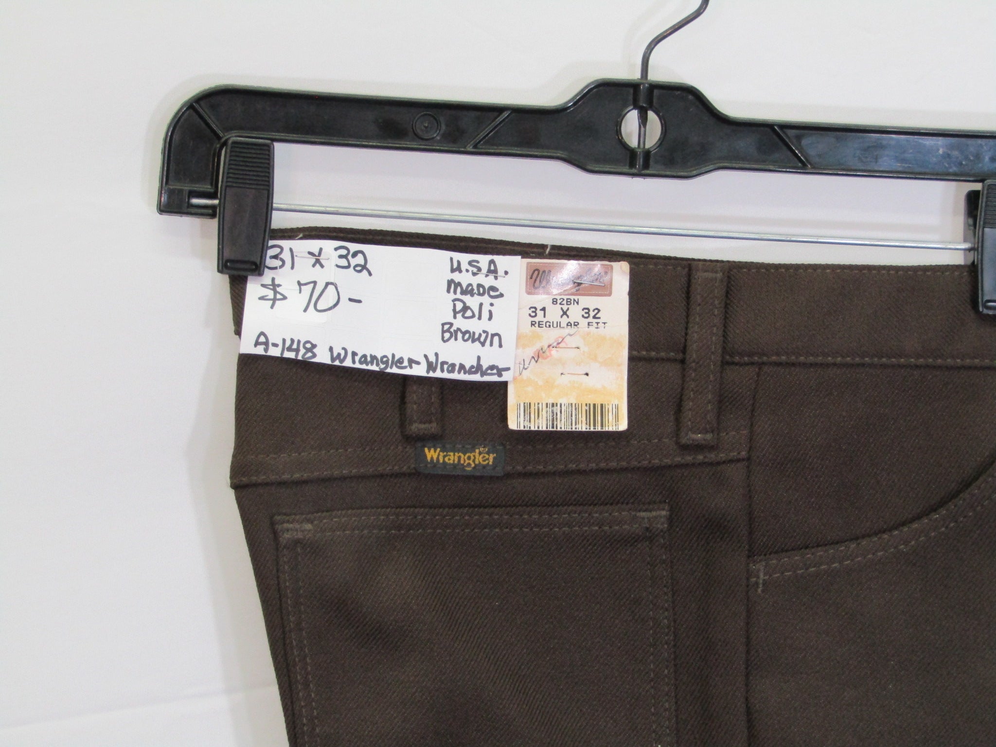 1980's Western Wear Ranchers Boot Mens Wranglers 31 x 32 Polyester Brown Made in the USA